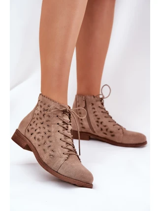 Dámské kotníkové boty HY51-185 Béžová - S.Barski Dámské kotníkové boty HY51-185 Béžová - S.Barski