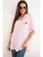 Dámská viskózová košile s krajkovými rukávy a límečkem béžová