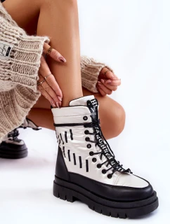 Dámské šněrovací sněhule Vinceza 23-34586 bílo-černé