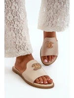 Elegantní Dámské Lesklé Sandály S Ozdobou S.Barski KV27-050 Zlaté