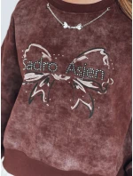 Dámská krátká oversize mikina s kravatovým motivem DENVIS vínová FashionStreet BY1423 Dámská krátká oversize mikina s kravatovým motivem DENVIS vínová FashionStreet BY1423