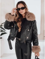 Dámská kožená bunda s kožešinou černá FashionStreet TY5210