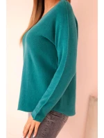 Svetr dámský s viskózou s výstřihem do V světle mořský Svetr dámský s viskózou s výstřihem do V světle mořský