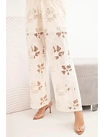 Dámský bavlněný komplet s vyšívanou vestou a kalhotami béžový