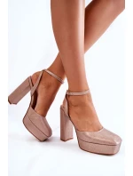 Dámské sandály třpytivé na podpatku zlate Rosel