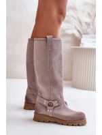 Dámské Semišové Kozačky Před Koleno Lewski 3615 Cappucino