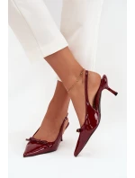 Lakované lodičky na podpatku s mašličkou bordó Olvena Lakované lodičky na podpatku s mašličkou bordó Olvena
