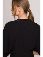 S395 Kombinéza s širokými nohavicemi a zavinovacím výstřihem - černá S395 Kombinéza s širokými nohavicemi a zavinovacím výstřihem - černá