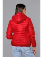Červená prošívaná dámská bunda s kapucí (B0124-4) Červená prošívaná dámská bunda s kapucí (B0124-4)