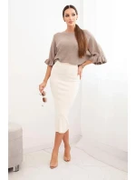 Dámská viskózová tužková sukně s elastickým pasem béžová