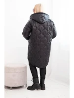 Dámská zimní bunda Plus Size prošívaná s kapucí černá