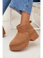 Dámské nízké sněhule Mavelle s kožíškem – camel