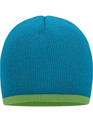 Daiber MB 7584 Pletená čepice s kontrastním lemem 03.7584 turquoise/lime green