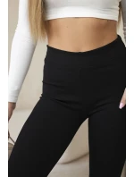 Dámské žebrované legíny s vysokým pasem černý