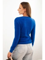 Dámský svetr z alpaky s kulatým výstřihem chabrový Dámský svetr z alpaky s kulatým výstřihem chabrový