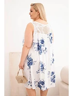 Dámské šaty Plus Size z viskózy s květinovým vzorem a krajkovým vrškem bílá