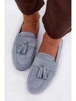 Dámské mokasíny s plochou podrážkou a třásněmi, modré Marilisse