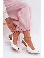 Dámské sandály na podpatku bílé Sevina