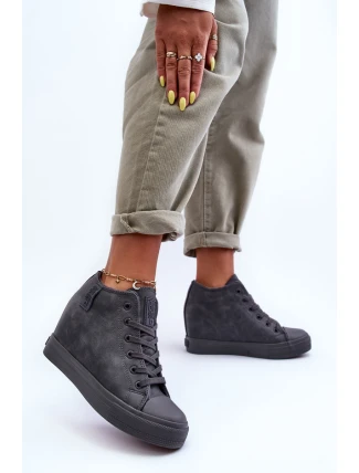 Dámské Kožené Tenisky Na Koturnu Big Star MM274005 Šedé