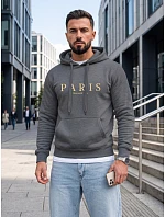 Pánská mikina s kapucí a potiskem PARIS, tmavě šedá, FashionStreet NX5147BX Pánská mikina s kapucí a potiskem PARIS, tmavě šedá, FashionStreet NX5147BX