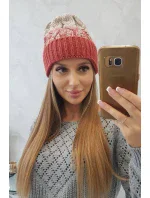 Dámská čepice Samara K346 červená+béžová Dámská čepice Samara K346 červená+béžová