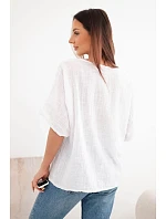 Dámská bavlněná oversize halenka s krátkým rukávem bílá