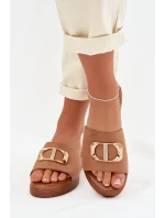 Dámské pantofle s zlatým detailem Camel Elmera