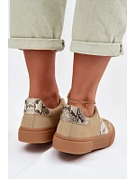 Dámské tenisky s hadí kůží Big Star TT274298 Béžové