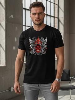 Pánské tričko s potiskem ohnivé lebky NX058R