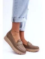 Kožené boty na platformě s ozdobou, béžová Lemar Lehira