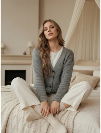 KNITVIA dámský svetr světle šedý FashionStreet MY2401