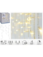 VÁNOČNÍ STROMEK SVĚTLA VENKOVNÍ SVĚTLO OPONA 180 VEDL ČASOVAČ TEPLÁ BÍLÁ PRŮHLEDNÝ KABEL