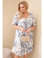 Dámské viskózové šaty Plus Size s krátkým rukávem a paisley střihem béžová