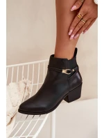 Dámské Boty Na Zip S Páskem A Zlatým Detailem Černé Zelinae Dámské Boty Na Zip S Páskem A Zlatým Detailem Černé Zelinae