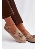 Dámské mokasíny s plochou podrážkou a třásněmi Béžové Marilisse