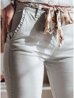 Dámské látkové chinos kalhoty s páskem ROSSALI světle šedé FashionStreet UY2534