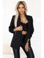 588-1 Dámské klasické sako s projmutými rukávy - ČERNÉ