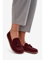 Kožené semišové mokasíny typu barefoot Zazoo – bordó