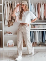 Dámské kalhoty s širokými nohavicemi MOBISKA light beige FashionStreet UY2618