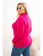 Dámský svetr Plus Size z viskózy s rolákem fuchsie Dámský svetr Plus Size z viskózy s rolákem fuchsie