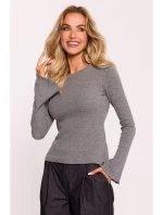 M806 Žebrovaný top s dlouhými rukávy - šedý melír M806 Žebrovaný top s dlouhými rukávy - šedý melír