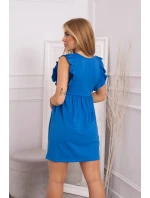 Šaty s volánky na bocích chrpově modré barvy