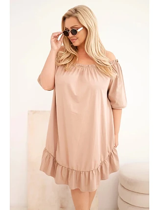 Dámské plus size bavlněné šaty s volánem fango Dámské plus size bavlněné šaty s volánem fango