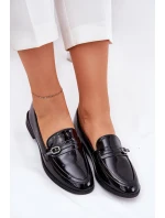 Lakované Dámské Mokasíny S Ozdobnou Přezkou Černé Mollan