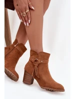 Dámské kotníkové boty na sloupku s třásněmi Camel Rosabella