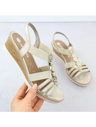 Dámské zlaté sandály Remonte R6264-91 na platformě s gumovou podrážkou