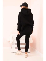 Dámský komplet bavlněný mikina s kapucí a legíny s vysokým pasem černý Dámský komplet bavlněný mikina s kapucí a legíny s vysokým pasem černý
