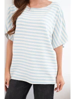 Dámská bavlněná pruhovaná halenka s krátkým rukávem modrá