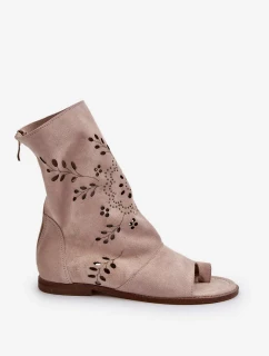 Zazoo dámské semišové sandály se svrškem na zip, béžová