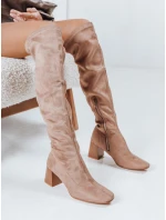 Dámské semišové béžové kozačky FashionStreet ZY1244